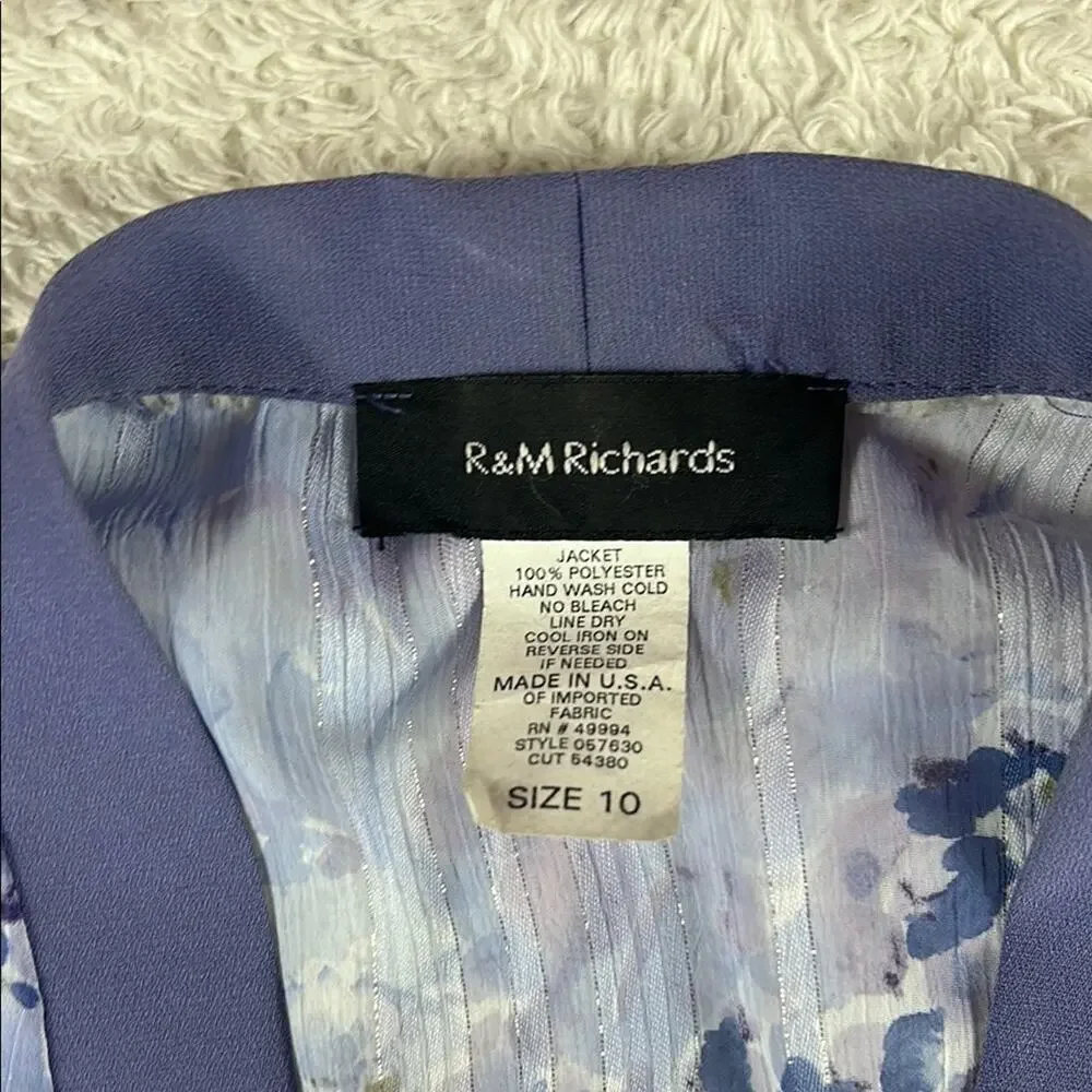 Vintage 90s R and M RIchards lilac purple floral‎ robe cardigan jacket, size 10